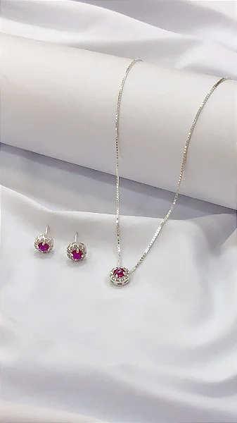 Conjunto Prata 925 Rubi Encanto Real