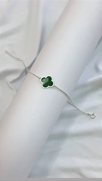 Pulseira Trevo em Prata 925 Verde – Sorte & Elegância